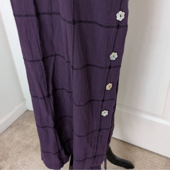 Laura Kidd Windowpane Gauze Maxi Dress Womens Size Small Purple Sleeveless - Picture 3 of 8